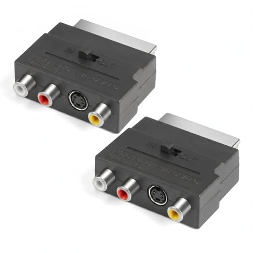 Adaptateur Peritel, Adaptateur Scart 3 RCA In Out avec Fonction Commutation, Connecteur Audio Vidéo et Connexion Flexible, Adaptateur Péritel vers 3x RCA...