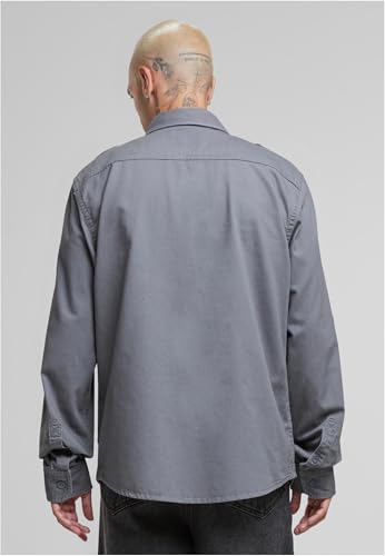 Brandit Vintage Shirt Long Sleeve, Uomo, Charc Grey, M - 11