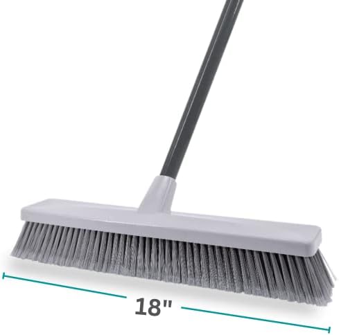 Radley & Stowe Push Broom with Dual-Textured Bristles | 18” Wide | Heavy Duty for Indoor & Outdoor Cleaning