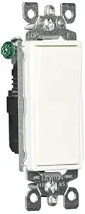 Leviton 5601-2W 15 Amp, 120/277V Decora Rocker Single-Pole AC Quiet Switch, Residential Grade, Grounding (10-Pack), White