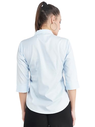 Image of Skyla Women's Cotton Rich Formal Shirt | 3 /4 Sleeve Office Wear | Regular Fit Business Casual Workwear