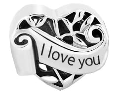 Image of Family Heart Scroll Charm Compatible with Pandora Charms Moments Bracelets Mom Aunt Grandma Daughter Sister Wife