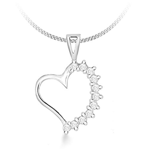 Preisvergleich Produktbild Tuscany Silver Rolokette Mit Anhänger Sterling Silber Herz Kristall 46cm / 18'