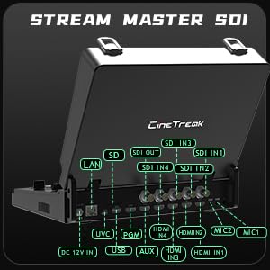 CINETREAK Stream Master SDI Video Switcher, 4 SDI/HDMI Inputs, 10'' Screen, Wireless IP Control, Dual RTMP Streaming Video Mixer?NDI updatable?