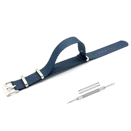 Image of Lineon 20mm & 22mm Stainless Steel 304 Buckle & loop Nylon Vintage Style NATO Watch Strap ONE WAY NATO Nylon STRAP Imported Quality With Pins and Pin Remover Tool (Include)