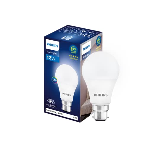 Image of Philips 12-watt LED Bulb |AceBright High Wattage LED Bulb|Base: B22 Light Bulb for Home | Crystal White, Pack of 1