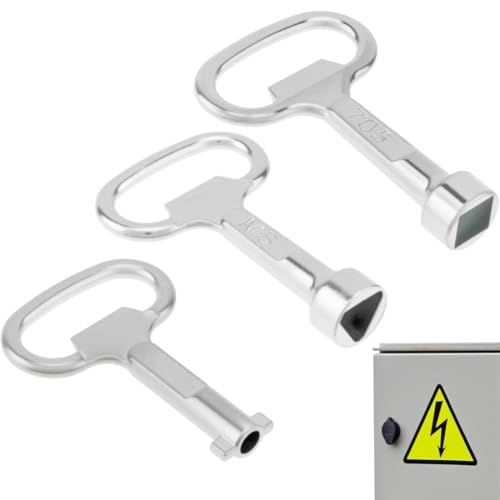 JEYORZY 3 Pièces Cle Triangle Poubelle Clé Triangulaire Clef Triangle à Douille en Métal pour Bac de Tri Compteur Electriques Gaz Ascenseurs Coffret