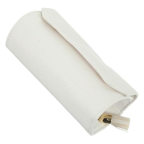 VILLFUL Bolsa Joyería Enrollable de Viaje Organizador Portátil de Joyas Multifunción Almacenamiento Compacto para Anillos Pendientes y Collares PU Duradero Color Blanco Brillante
