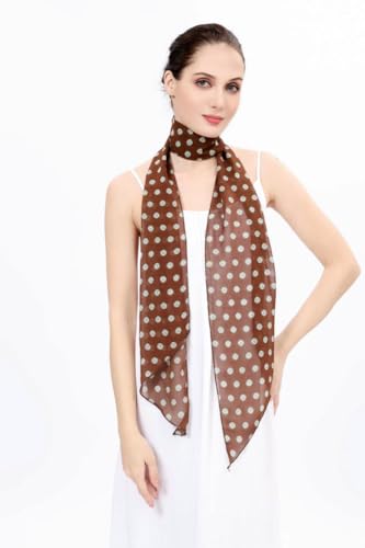 Long Skinny Scarf for Women Polka Dot Neck Scarf Chiffon Headwrap Fashion Handbag Scarves Ladies Elegant Shawl Accessories3