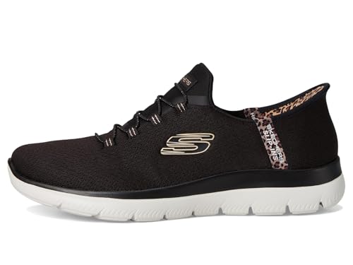 Skechers Summits-Leopard Chic Hands Free Slip-INS, BKMT, 7.5