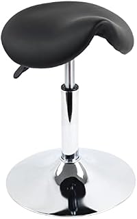 FURWOO PU Leather Saddle Stool Height Adjustable Swivel Stool Saddle Cushion Ergonomic Stool Chair for Lab Clinic Dentist Salon Massage Office and Home Kitchen(Black)