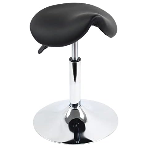 FURWOO PU Leather Saddle Stool Height Adjustable Swivel Stool Saddle Cushion Ergonomic Stool Chair for Lab Clinic Dentist Salon Massage Office and Home Kitchen(Black) Cover