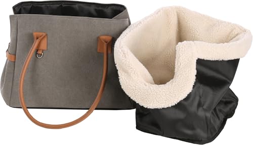 Hundetasche - Tragetasche Kuzco Braun – 40x25x29cm – Polyester – herausnehmbare Fütterung – Abnehmbarer Boden – Standfüße – Sicherheitsleine – Tragegriffe