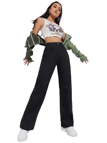 Image of KOTTY Women's High-Waist Button Relaxed Fit Casual Ankle Length Stylish Jeans