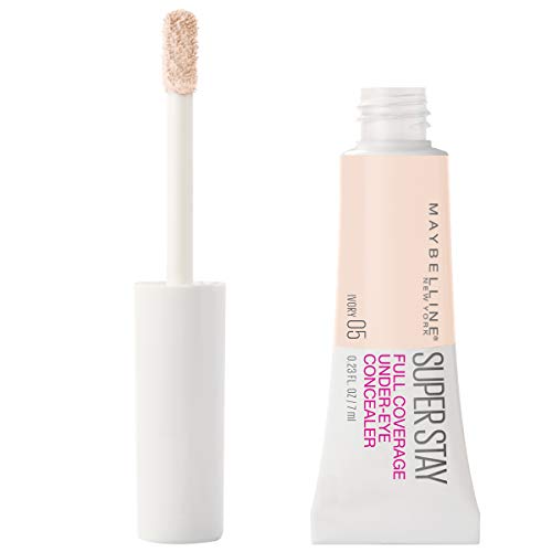 Maybelline New York Super Stay Super Stay Full Coverage, Brightening, Long Lasting, Under-eye Concealer Liquid Makeup For Up To 24H Wear, With Paddle Applicator, 05 Ivory, 0.23 fl. oz.