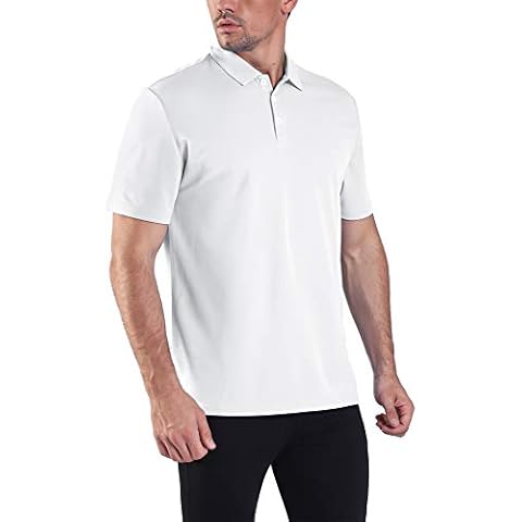 OGEENIER Men's UPF 50+ Sun Golf Polo Shirts Performance Quick Dry Active Workout Shirt White Cover