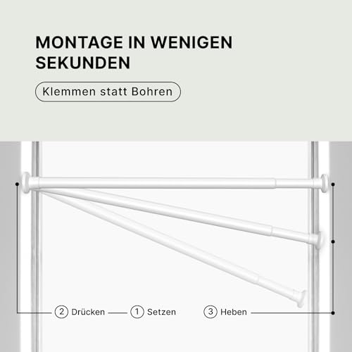 MEISENBERG Weiß Telestange - Gardinenstange ohne Bohren - Ideal für Spannstange, Duschstange und Klemmstange (70-120cm)