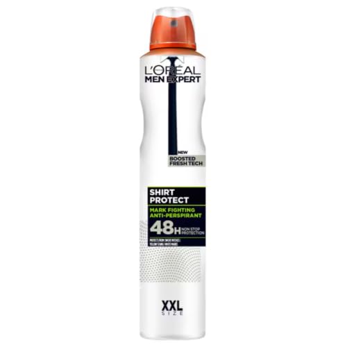 LOréal Mens Deodrant Men Expert Shirt Protect XXL Anti-Perspirant Deodorant Spray 48H Protection Against Stains & Marks Anti-Cardboard Effect Formula Super Size 300ml