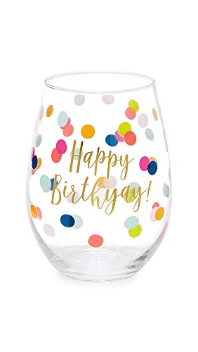 Slant Collections Women's Happy Birthyay Wine Glass, Multi, One Size