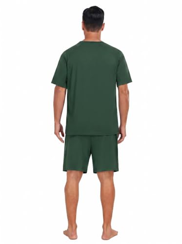 Image of Mens Pajamas Set Lightweight Summer Pjs Sleepwear Soft Comfy Short Sleeve Loungewear With Pocket (S-4X)