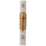  Holyart Cirio Pascual Cera Blanca Jesucristo Fundo Oro 8x120 cm