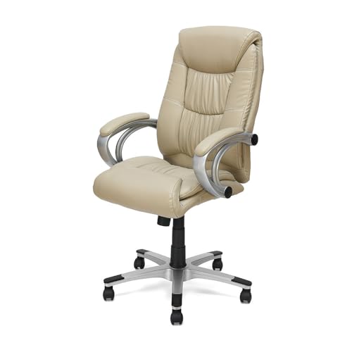Image of Nilkamal Libra High Back Soft Leatherette Office Chair|Adjustable Height|Ergonomic Home Office| Beige