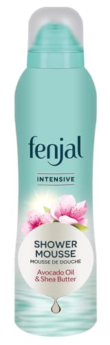 fenjal Shower Mousse 200 ml, gel de ducha vegano con aceite de aguacate, manteca de karité, espuma cremosa, piel normal a muy seca - Intensivo