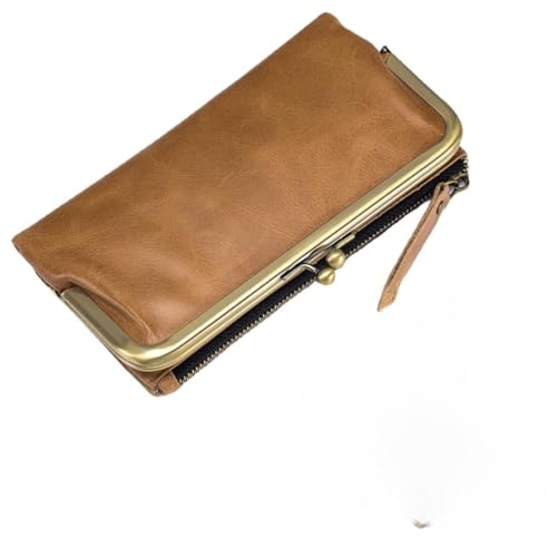 Credit Card Holder Kiss-lock Wallet Phone Holder Clutch Genuine Leather Small Purse for Women