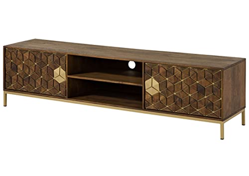 MASSIVMOEBEL24.DE Meuble TV 190x45 Manguier huilé Brun Diamond #205