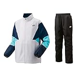 [ラケットフィールド] 【スポーツステッカー付き】ブランケット付き ソフトテニス ウィンドブレーカー上下組 ヨネックス 裏地付ウィンドウォーマーシャツ＆パンツ 70105-80105 ユニセックス 男女兼用 ヒートカプセル 制電 反射 撥水 バドミントン (551ホワイト×ミント・007ブラック, SS)