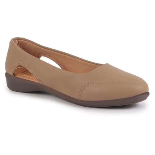 Image of FAUSTO Women Stylish Backless Casual Ballets | Low Heel Cut-Out Slip-On Ballerinas | Comfortable Walking Flats Sandals | Memory Cusion Insole