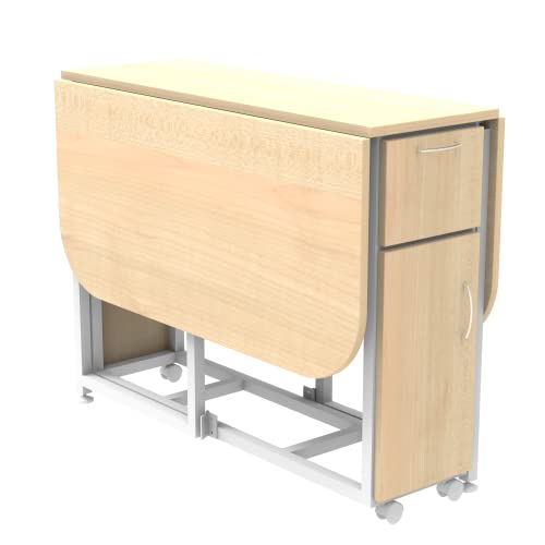 Image of InnoFur Forito Folding 4,2 Seater Dinning Multipurpose Table| Dining Room Set Wooden with Steel Frame for Home and Kitchen (Regular (4 Seater), Beige)
