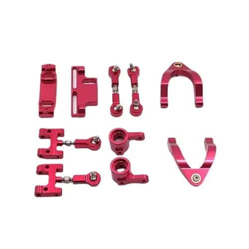 Rc Special Connecting Rod for WPL D12 CNC Metal Upper Lower for Swing Arm Steering Cup Ball Joint Accessories Set RC Car Parts Parts and Accessories Upgrades Replacement(Red)