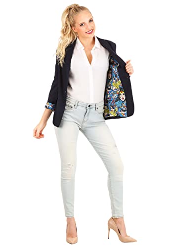 DC Comics Adult Wonder Woman Blazer | Black Suit Coat Officially Licensed All Over Print Lining