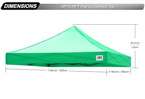 Image of ABCCANOPY Replacement Canopy Top for Pop Up Canopy Tent 10x10 Kelly Green
