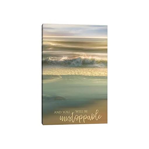 TIMUBA Beach Canvas Wall Art, Seascape Themed “You Will Be Unstoppable” Canvas Prints for Office Wall Decor, Modern Ocean Canvas Framed Art for Living Room Wall Decorations Ready to Hang (12" Wx18 H)