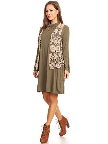 Image of Anna-Kaci Lace Front Open Sleeveless Top Cardigan Crochet Vest Cover up Summer Beachwear