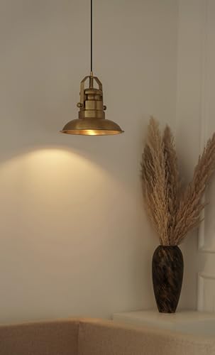 Image of Divine Trends Sailors Metal Pendant Hanging Light Antique Brass Finish | Hanging lamp for Living Room, Bedroom, Industrial Use | Pendant Light for Cafes, Restaurants, Hotels - Pack of 1
