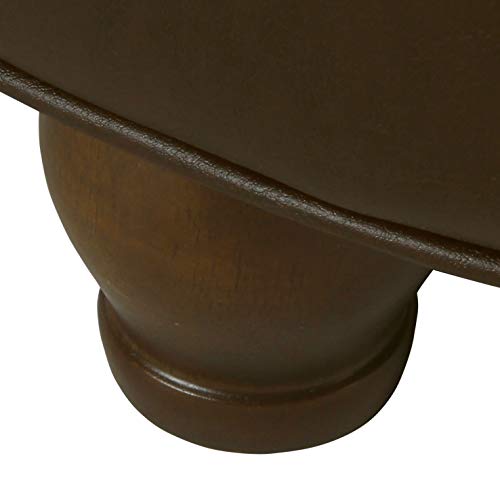 Homepop Home Decor | Large Button Tufted Faux Leather Round Storage Ottoman | Ottoman With Storage For Living Room & Bedroom (Distressed Brown) #TOP5