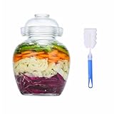 Shuodaton Glass Pickle Jar 2.5L Fermentation Jar Crock, Traditional Canning Jar Kimchi Containers with Water Seal Airlock Lid for Fermenting Pickles, Wine Brewing, Sauerkraut and Vegetables
