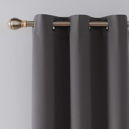 Image of 100% True Blackout Window Curtains 5 Feet, Set of 1 Panels | 300 GSM Heavy Room Darkening Polyester Cloth for Bedroom & Living Room | Thermal Insulated Heat & Noise Reducing (60x47 Inch, Grey) | 100% Room Darkening Thermal Insulated Heat & Noise Reducing Curtains 5 feet long