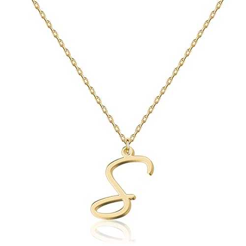 UMAGICBOX Collier lettre initiale S en Plaqué Or 18K pour Femmes - Cadeau d'anniversaire parfait, élégant et résistant à la décoloration - Collection...