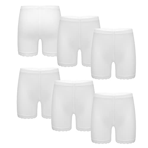 JanJean Kids Girls 6Pcs Solid Color Lace Trim Boyshort Underwear Safety Dress Stretchy Shorts Yoga Gymnastic Active Shorts