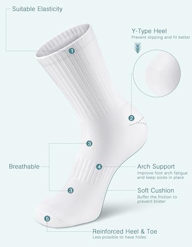Image of Airacker Athletic Socks Sport Running Calf Socks Performance Cushioned Breathable Crew Socks for Men Women(6 Pairs)