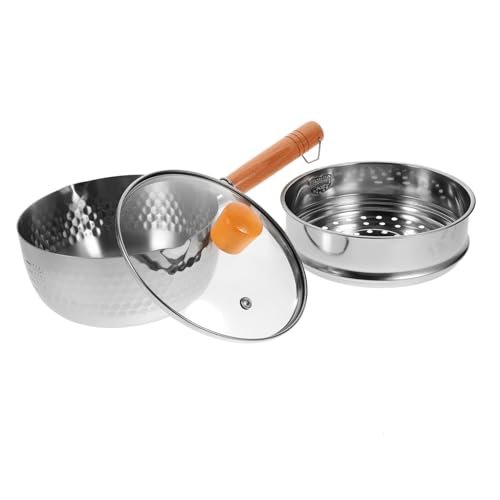 VICASKY Doppelwandiger Milchtopf Kleiner Nudeltopf Mit Griff Stielkasserolle Aus Edelstahl Und Glas Ergonomischer Holzgriff Für Sicheren Halt Vielseitig Für Kochen Und Dämpfen