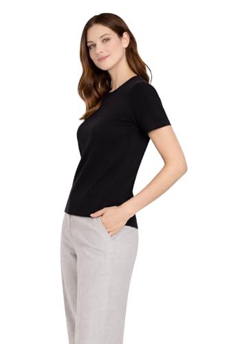 Image of State Cashmere Women's Essential Short Sleeve Crewneck Sweater 100% Pure Cashmere Classic Tee Pullover