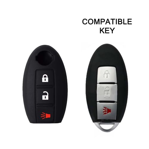 Happyit Custodie di Cpertura della Chiave dell'auto in Silicone per nissan juke teana 2023 3 pulsanti Accessori per Telecomando Senza Chiave (Nero