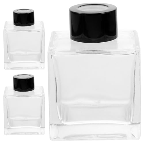 HIAKDOFT 3個 小型ガラス製香桾r 詰め替え可能エッセンシャルオイル容器 耐久性ガラス素材 軽量コンパクト アロマディフュ ランダムカラー