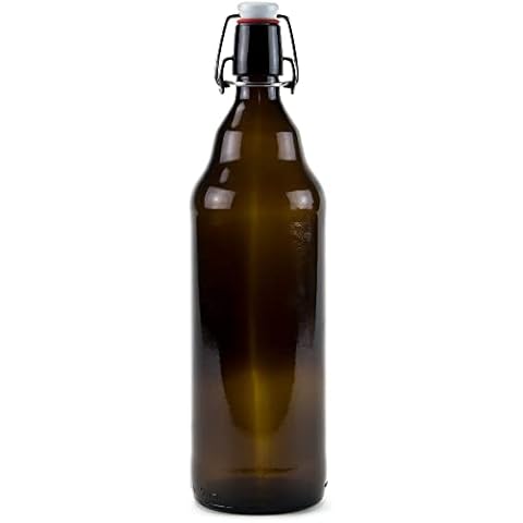 Glass Grolsch Beer Bottles, Quart Size - 33 oz Dark Amber Single - Airtight Seal with Swing Top/Flip Top Stoppers - Supplies for Home Brewing Fermenting of Alcohol, Kombucha Tea, Wine, Homemade Soda Cover