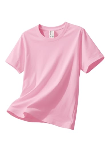 PATPAT Boys Pink T Shirt Size 15-16 Cotton Crewneck Short Sleeve Basic Tees Pink Shirts for Boy Teen Boys Clothes